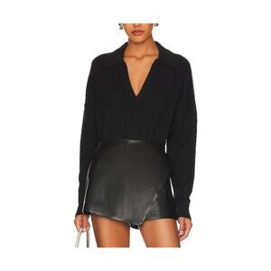 Central Park West Black Polyester Marti Polo Sweater Size S